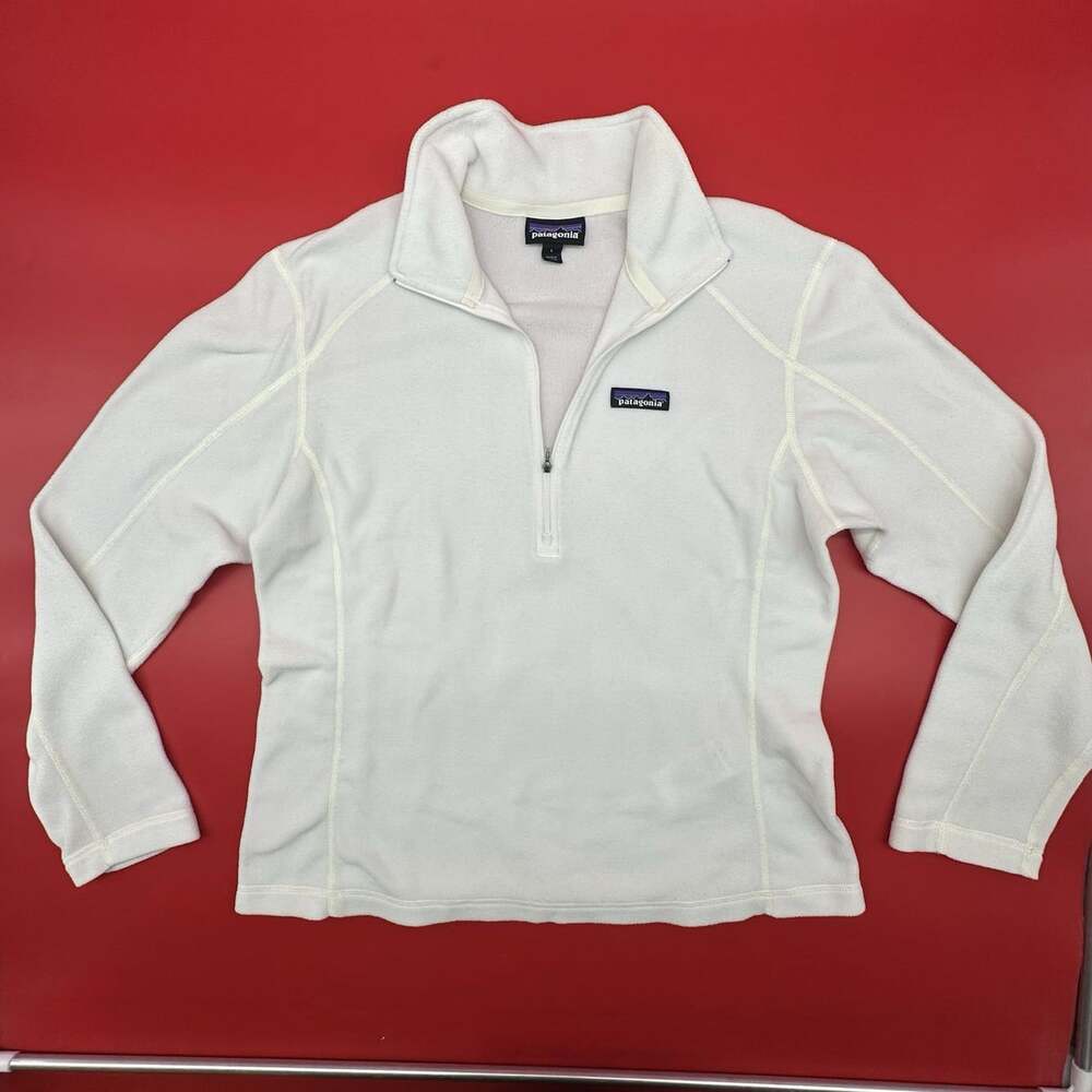 Patagonia Micro D Fleece Women's Size Large White Lightweight 1/4 Zip Pullover